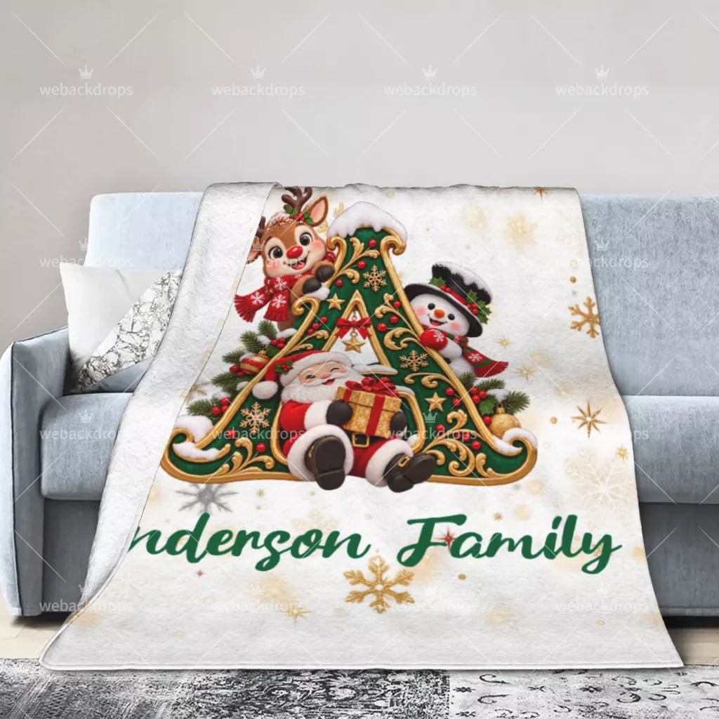 Personalized Christmas Monogram Family Blanket
