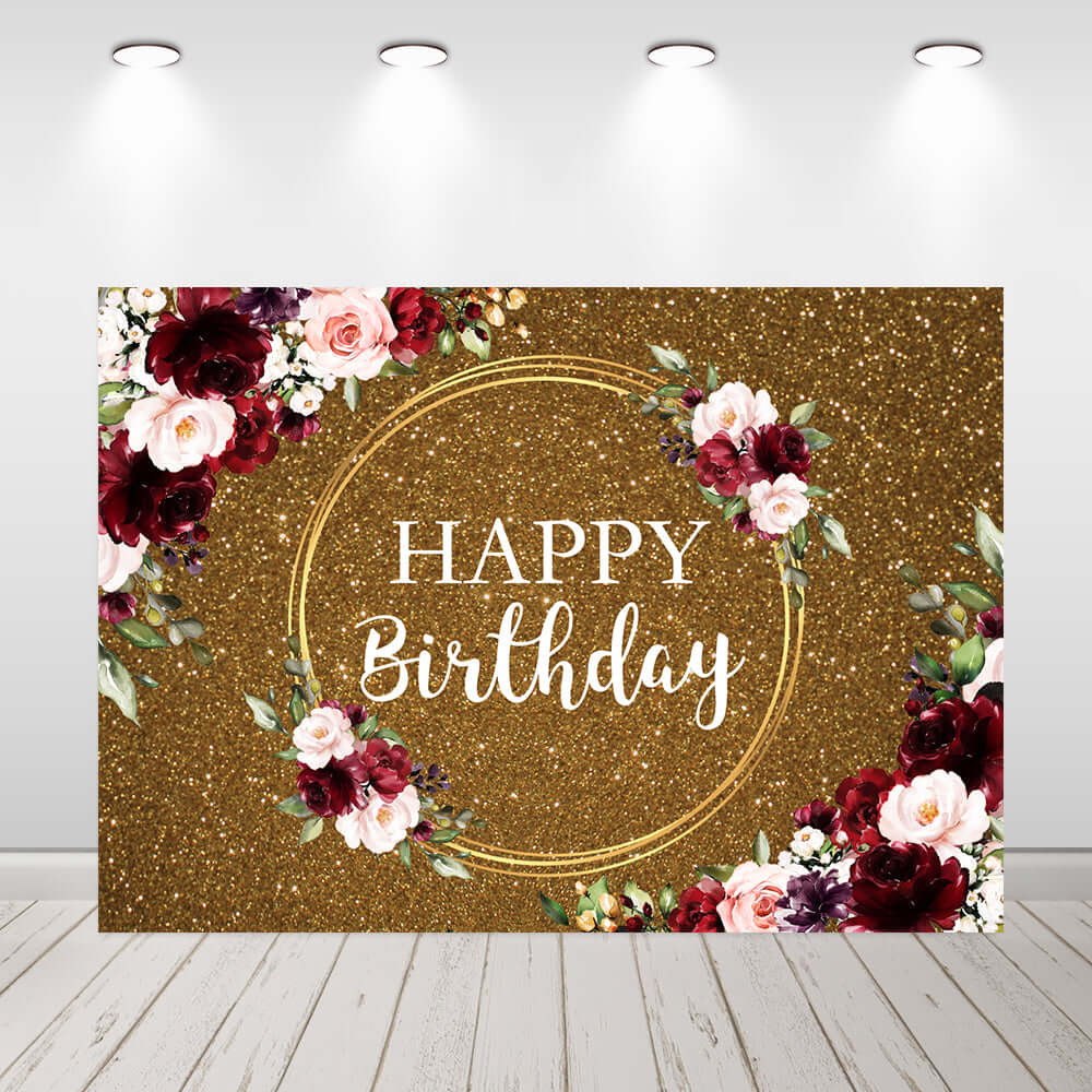 Glitter Gold Happy Birthday Photography Backdrops Adult Birthday Party Decor Background
