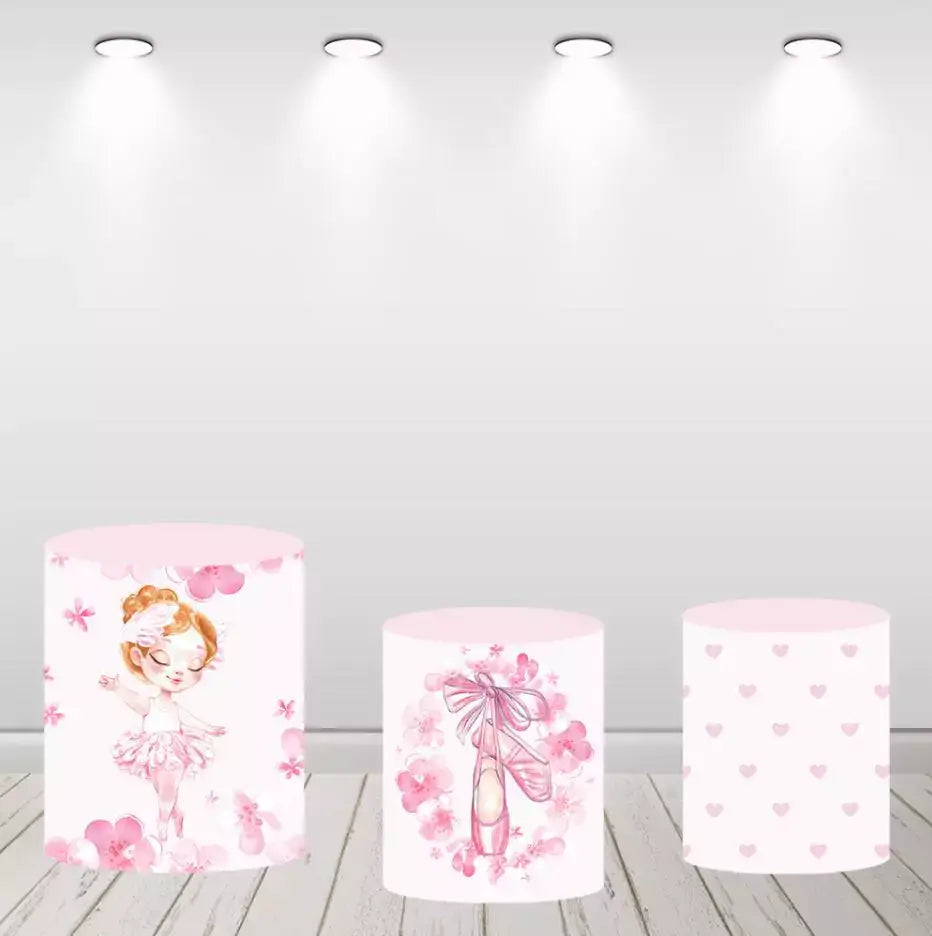 Ballet Girl Circle Backdrop Flowers Girls Birthday Round Background