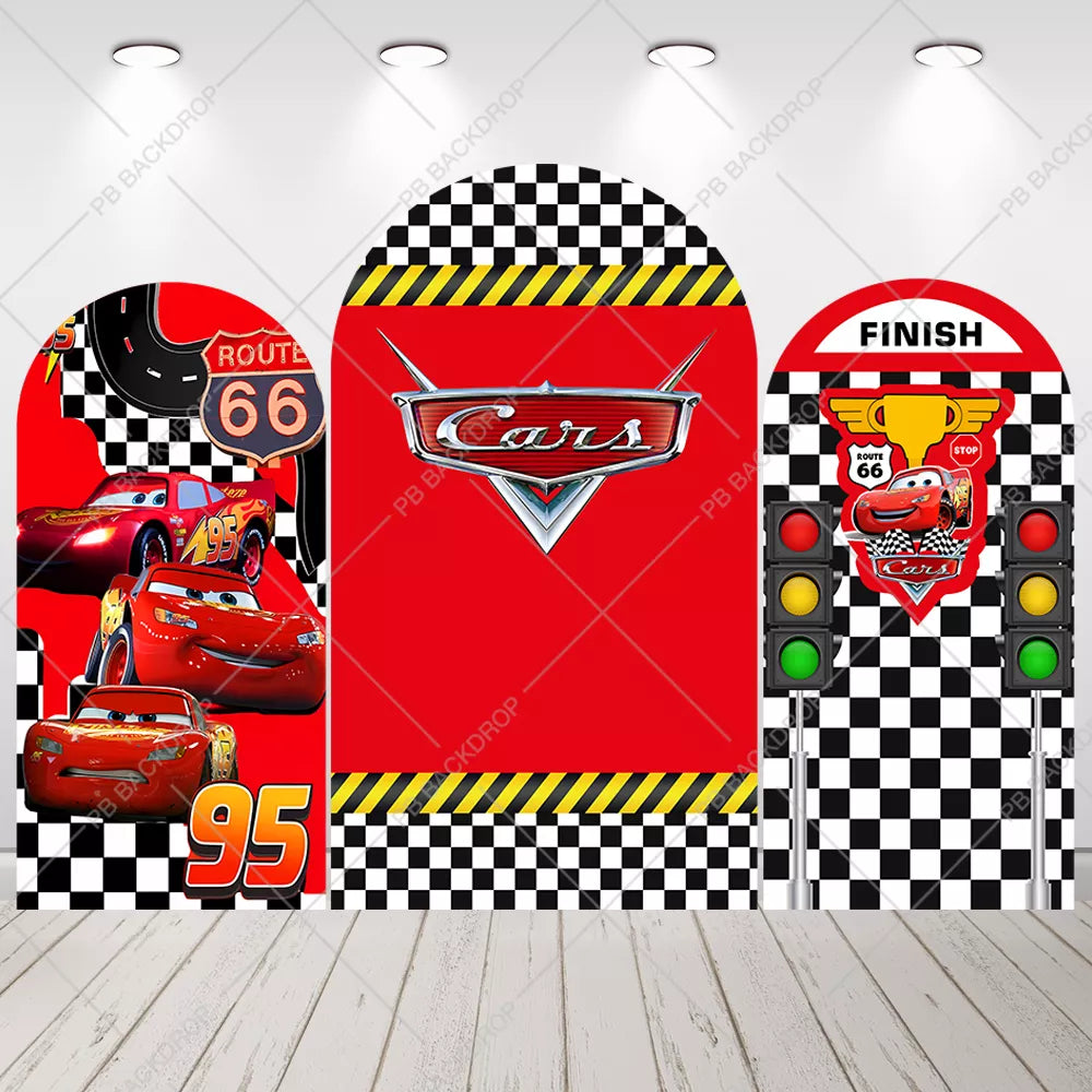 Cars Lightning McQueen Arch Backdrop Kids Race Car Birthday Party Decor