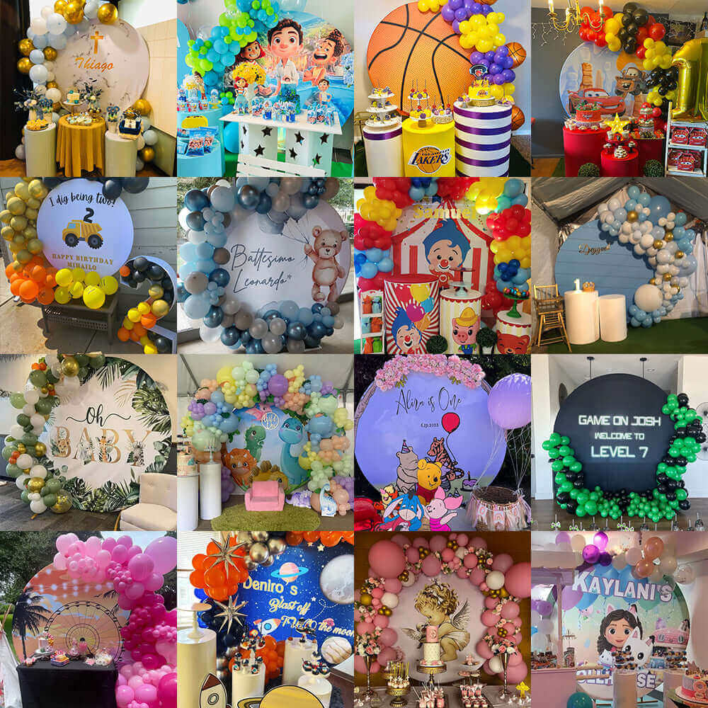 Custom Round Backdrop Cover Cartoon Character Birthday Wedding Graduation Event Party Backdrops