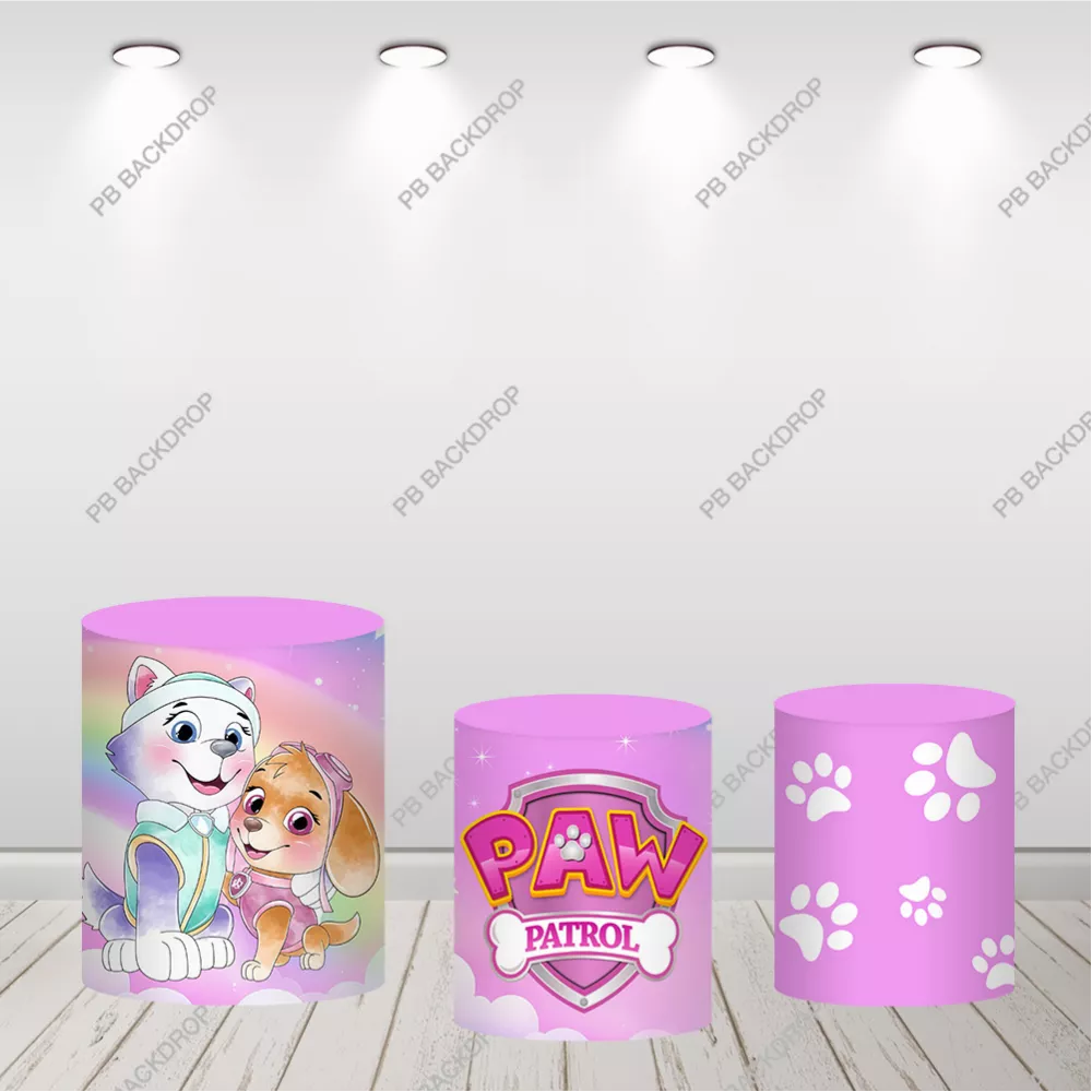 Girl Paw Patrol Round Backdrop Skye Everest Paw Print Photo Booth Props