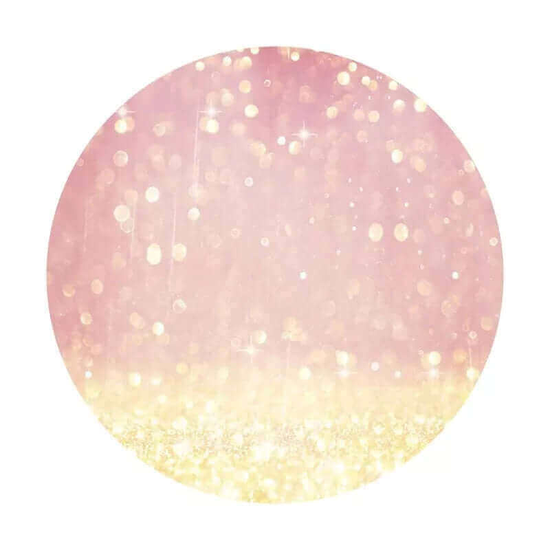 Soft pink and gold glitter bokeh backdrop, ideal for photo shoots, weddings, and festive parties.