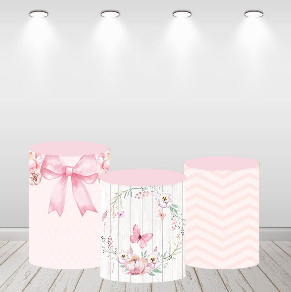 Flowers Rabbit Round Circle Backdrop Baby Shower Party Decor Cylinder Cover