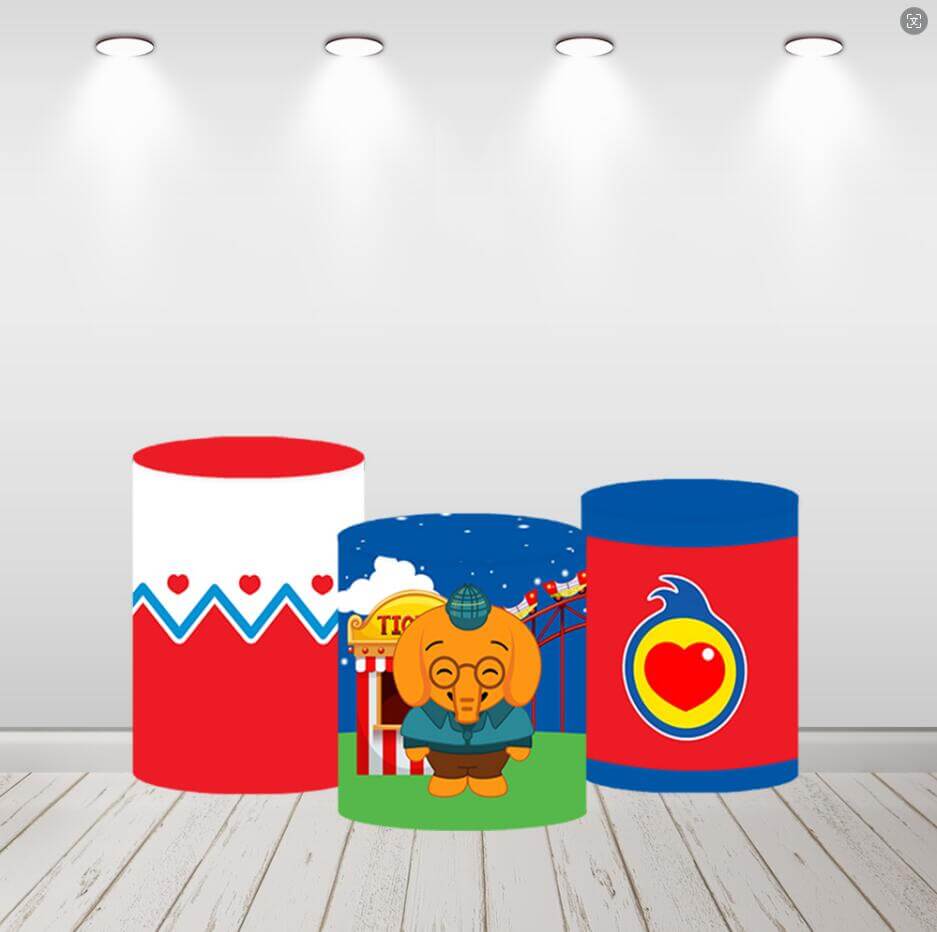 Plim Plim Red Tent Kids Birthday Party Round Circle Backdrop