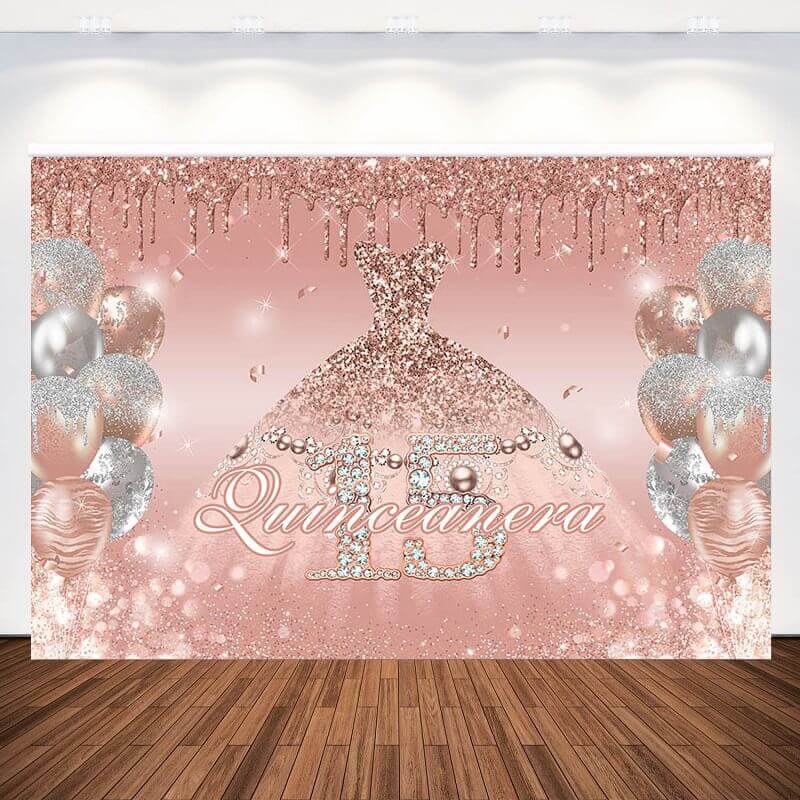 Quinceanera 15 16th Princess Birthday Party Backdrops Sweet Girl Pink Dress Glitter Balloon Decor Girl Portrait Photo Background Quinceanera 15 16th Princess Birthday Party Backdrops Sweet Girl Pink Dress Glitter Balloon Decor Girl Portrait Photo Background