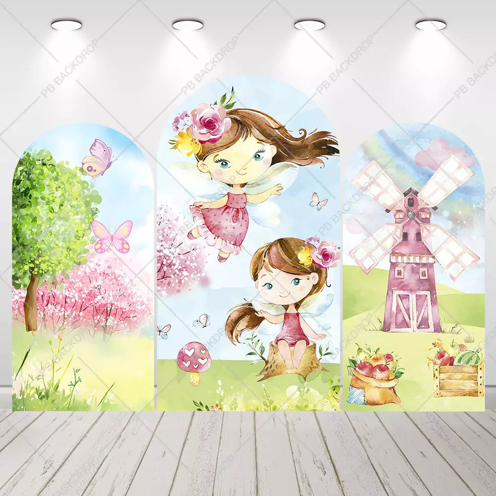 Spring Flowers Fairy Garden Party Arch Backdrop