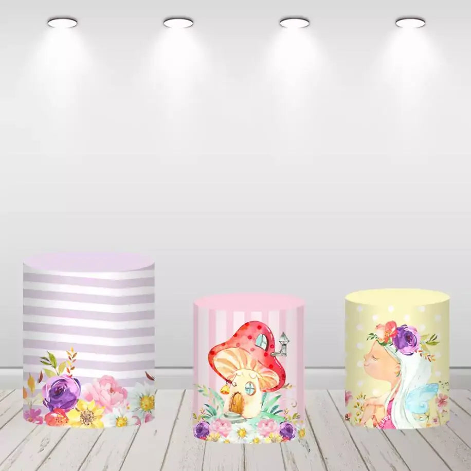 Spring Flowers Round Circle Backdrop for Girls Birthday Decoration