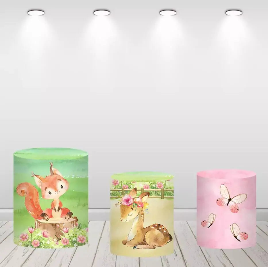 Spring Garden Animals Round Circle Backdrop for Kids Birthday Party Decoration