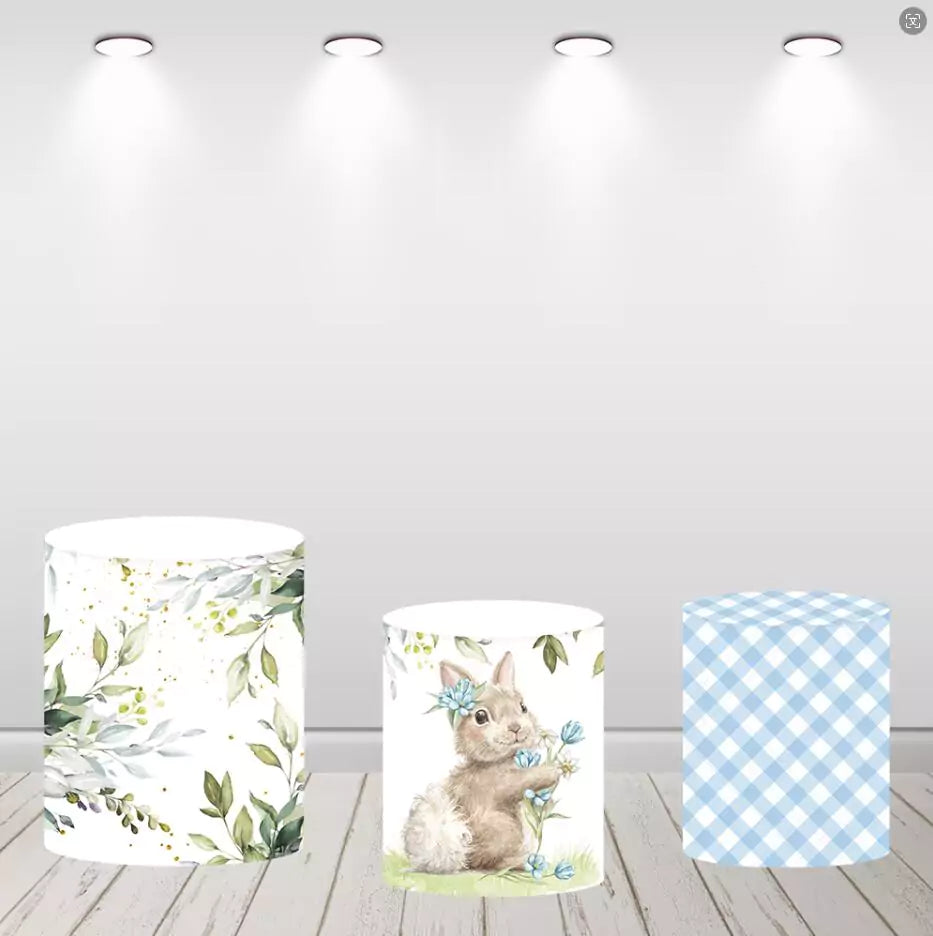 Woodland Bunny Round Backdrop for Baby Showers and Kids Parties