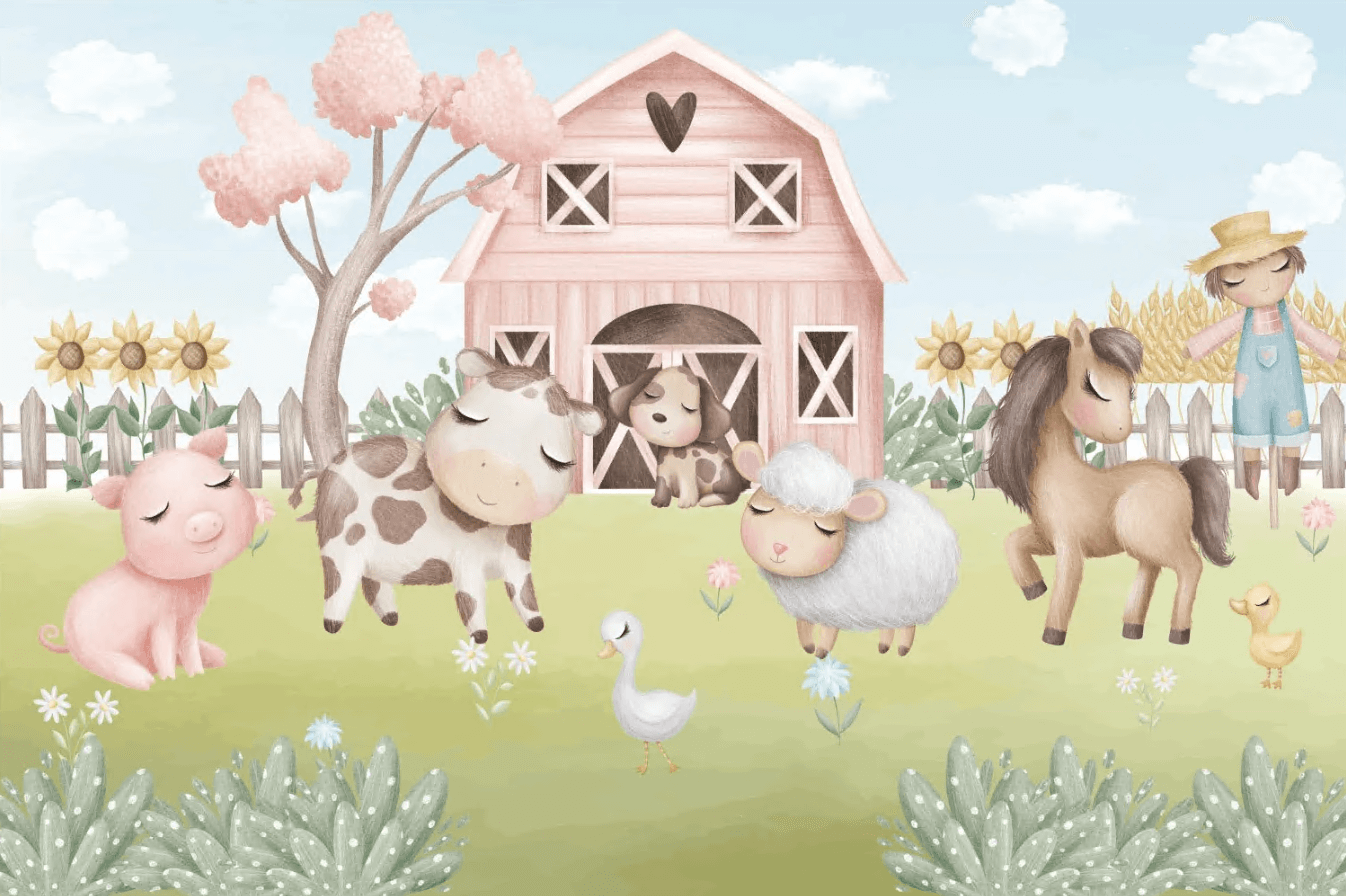 Farm Animals Newborn Backdrop Baby Shower 1St Birthday Party Photography Background