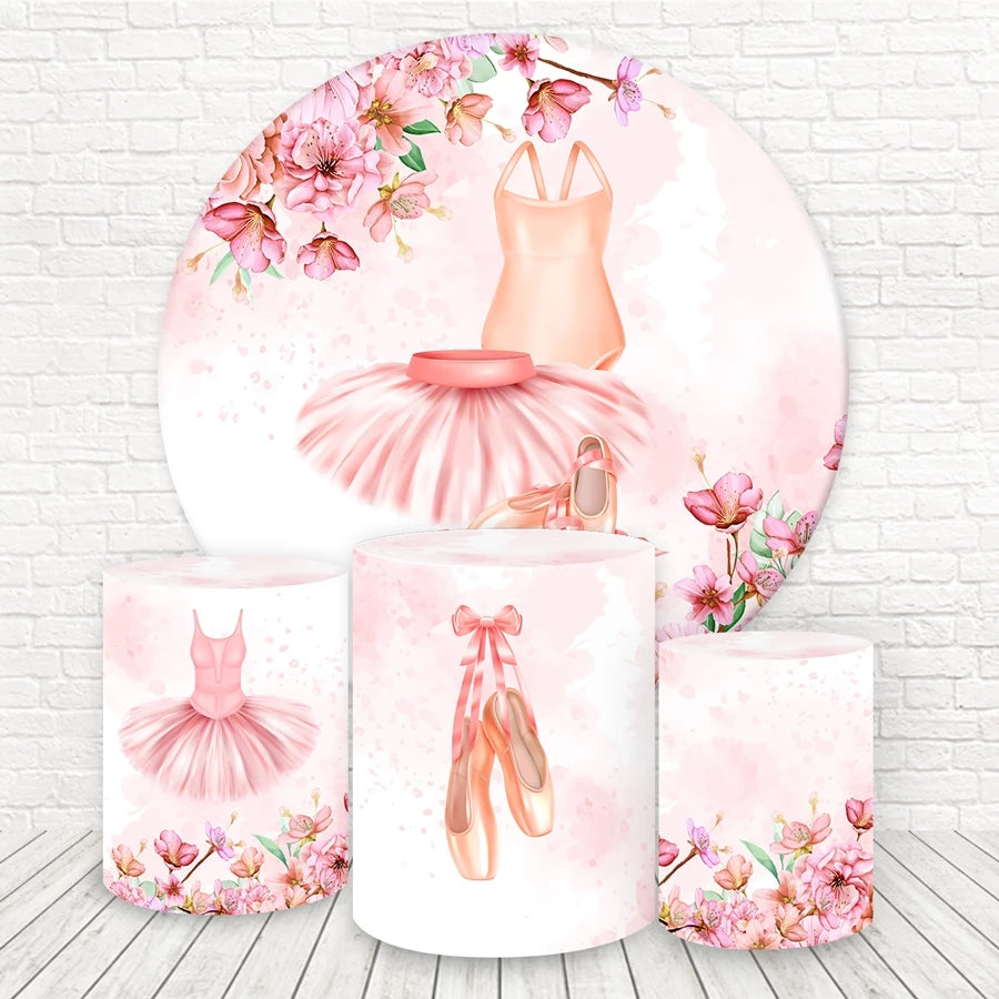 Ballet Theme Backdrop Set Pink Flowers