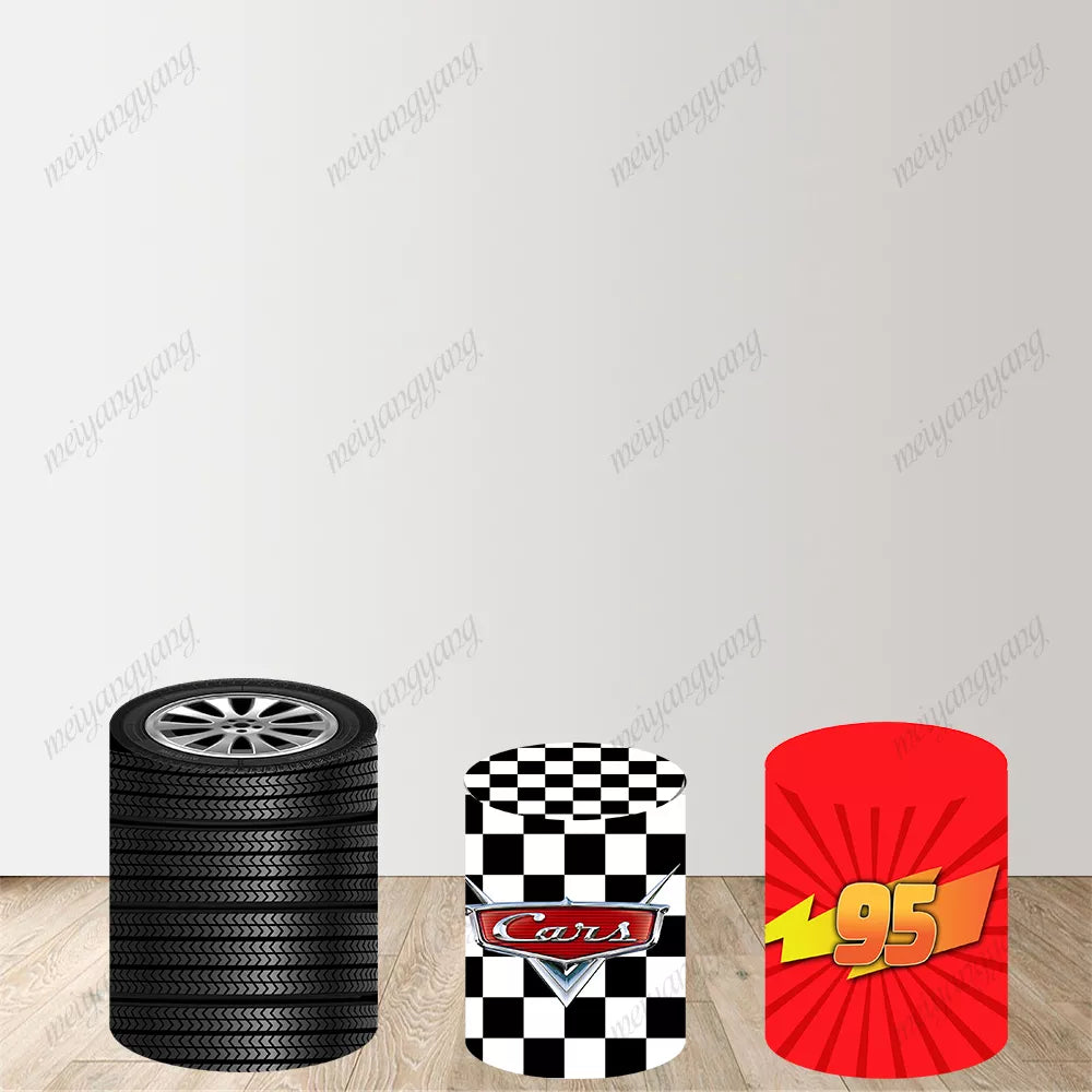 Cars Radiator Springs Round Backdrop Lightning McQueen Racing Theme Party Background