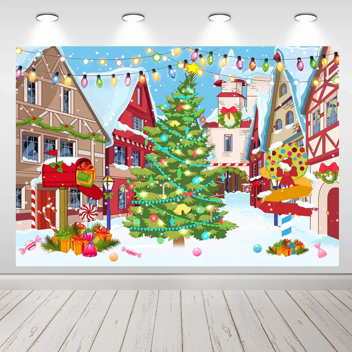 Christmas Backdrops Tree Snow Photography Background Child Portrait Decoration Props Photo Studio