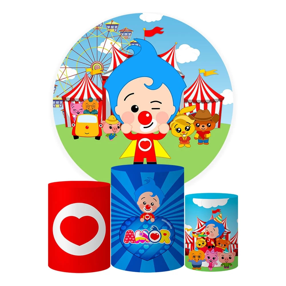 Plim Circus Party Round Backdrop for Kids