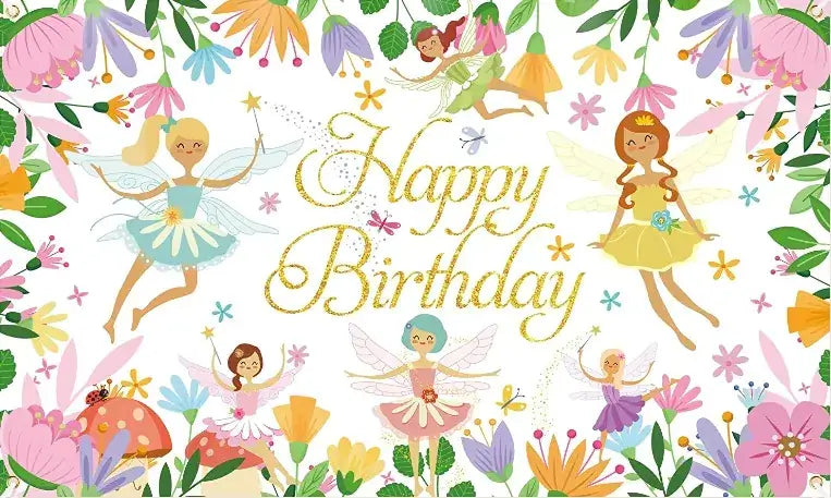Fairy Birthday Party Backdrop Floral Baby Shower Photography Background