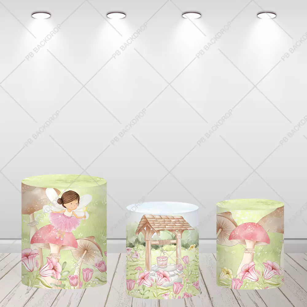 Fairy House Birthday Round Backdrop