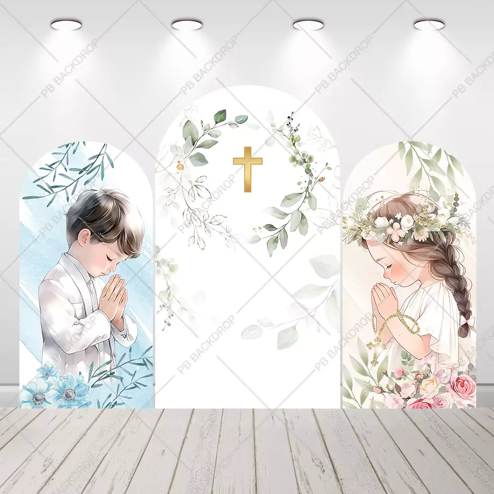 First Communion Christian Religious Arch Backdrop