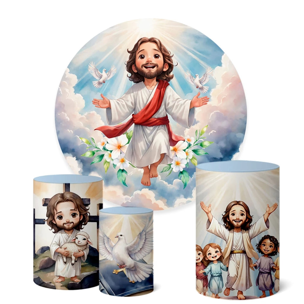 Jesus Religious Party Round Backdrop