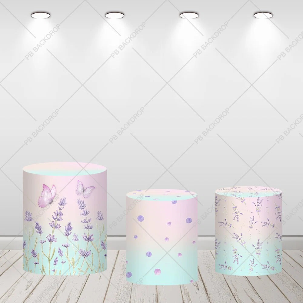 Lavender Butterfly Girls Birthday Baby Shower Round Backdrop