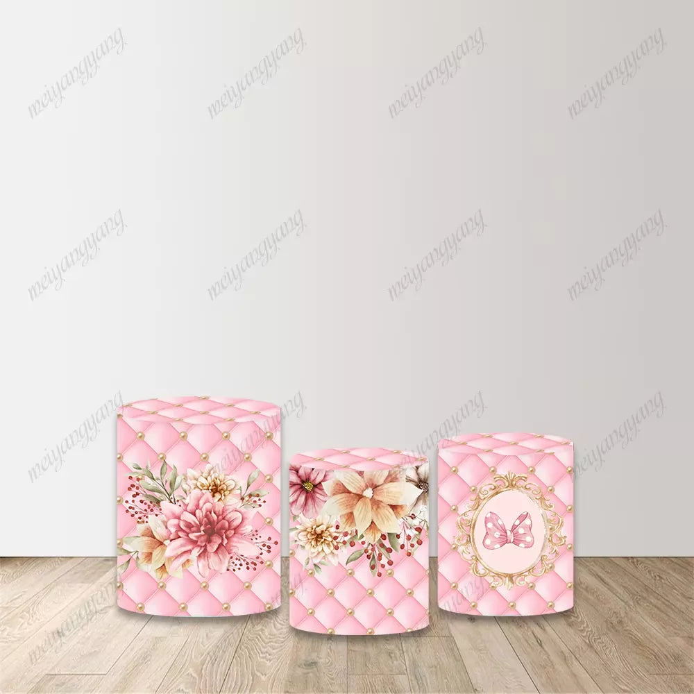 Minnie Mouse Pink Flowers Circle Covers Round Photo Backdrop