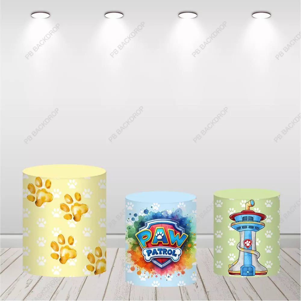 Paw Patrol Round Backdrop Kids Birthday Party Photo Background Cake Table Banner