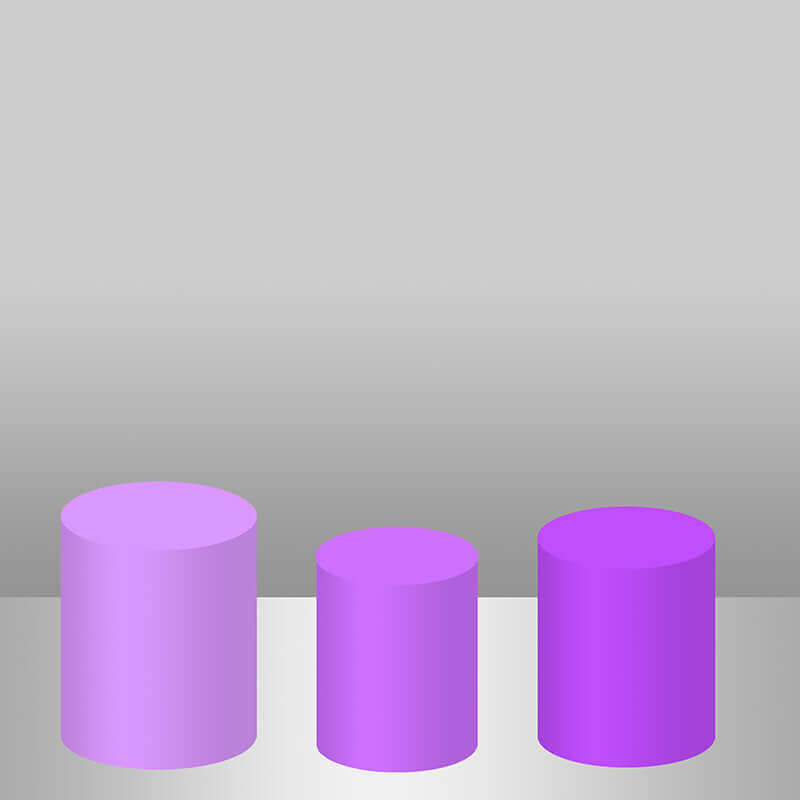 Set of three purple cylindrical plinth covers, matching the floral butterfly fairy princess theme, ideal for adding a touch of elegance to your party or celebration decor.