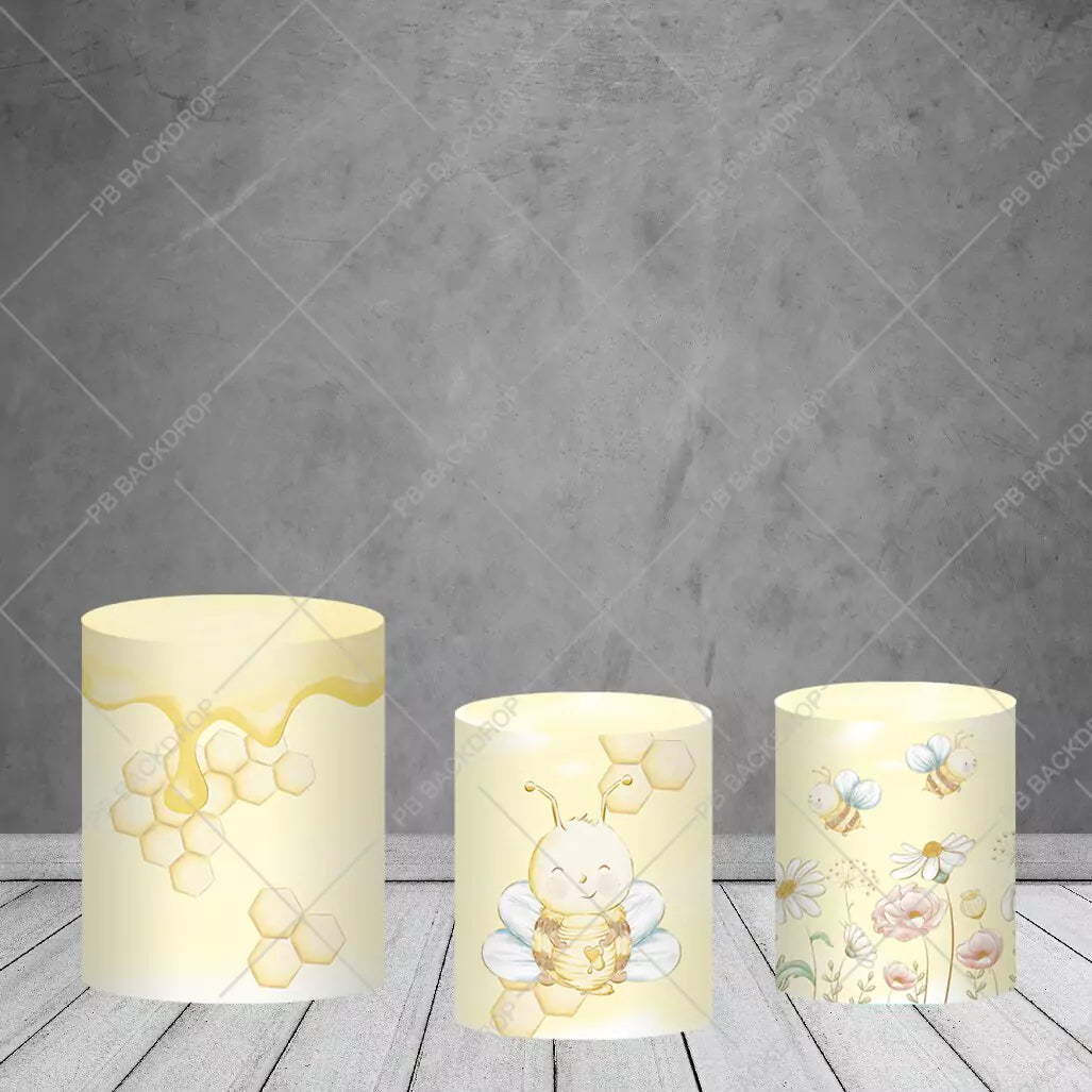 Yellow Honeybee Baby Shower Decor Round Backdrop