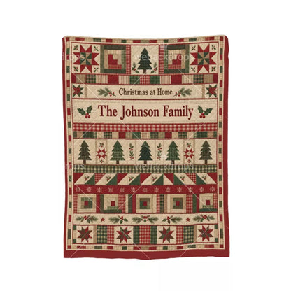 Personalized Rustic Farmhouse Christmas Patchwork Blanket