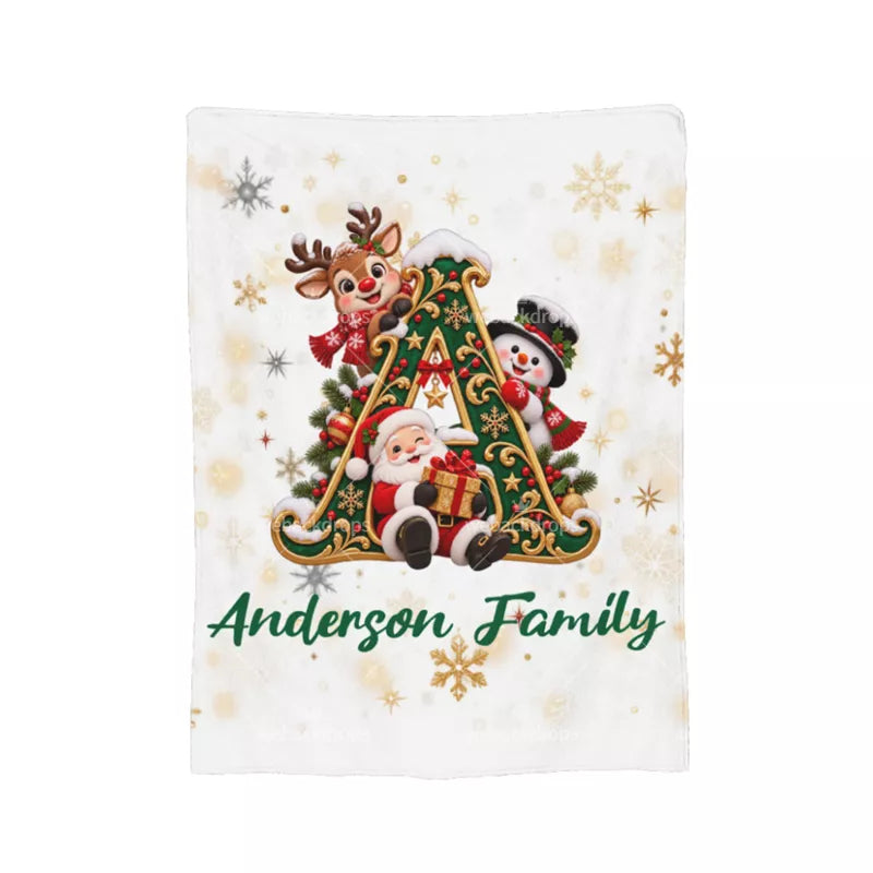 Personalized Christmas Monogram Family Blanket