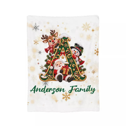 Personalized Christmas Monogram Family Blanket