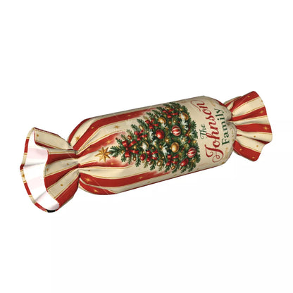 Personalized Christmas Tree Candy Pillow with Family Name