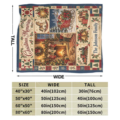 Personalized Christmas Storybook Patchwork Blanket – Family Name