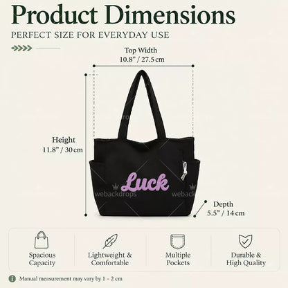 Personalized Embroidered Corduroy Tote Bag with Side Pockets