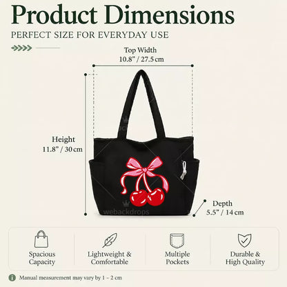Custom Design Embroidered Corduroy Tote Bag with Side Pockets