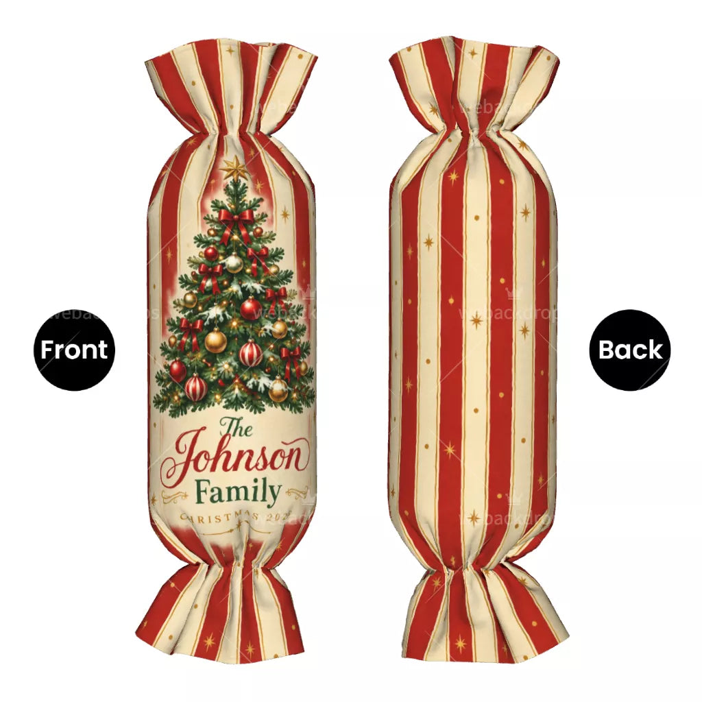 Personalized Christmas Tree Candy Pillow with Family Name