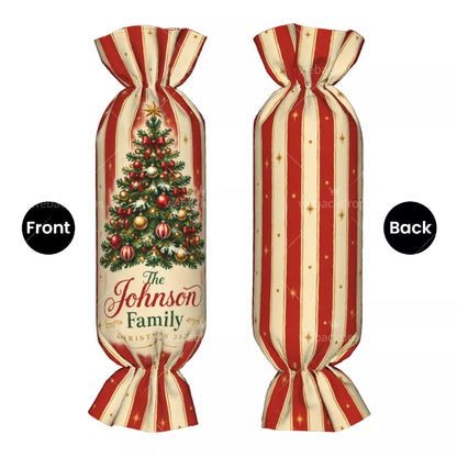 Personalized Christmas Tree Candy Pillow with Family Name