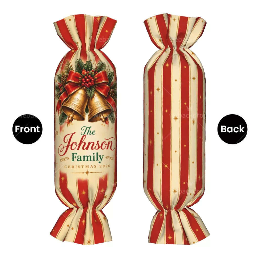 Personalized Christmas Bells Candy Pillow with Family Name