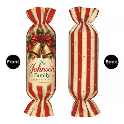 Personalized Christmas Bells Candy Pillow with Family Name