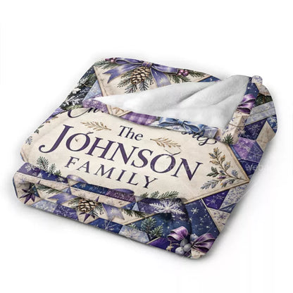 Personalized Midnight Amethyst Christmas Patchwork Blanket