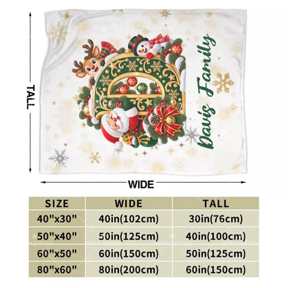 Personalized Letter D Christmas Monogram Family Blanket