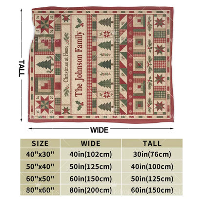 Personalized Rustic Farmhouse Christmas Patchwork Blanket