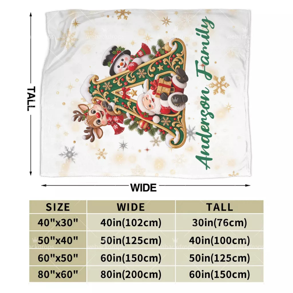 Personalized Christmas Monogram Family Blanket