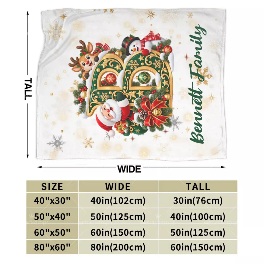 Personalized Letter B Christmas Monogram Family Blanket