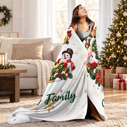 Personalized Letter C Christmas Monogram Family Blanket