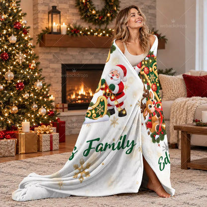 Personalized Letter E Christmas Monogram Family Blanket