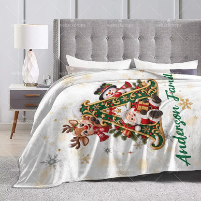 Personalized Christmas Monogram Family Blanket