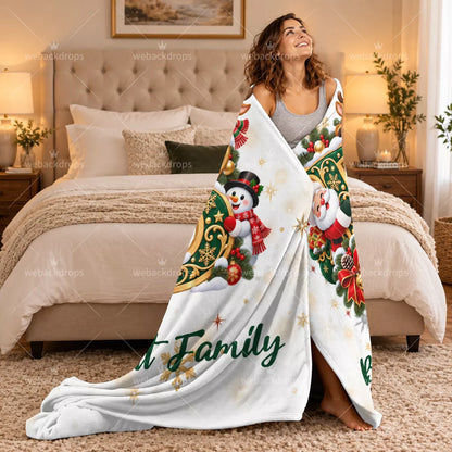 Personalized Letter B Christmas Monogram Family Blanket