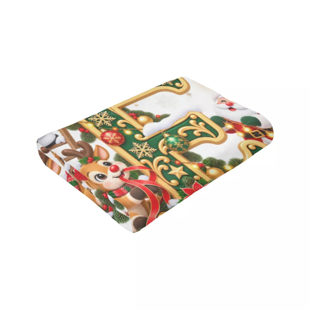 Personalized Letter E Christmas Monogram Family Blanket