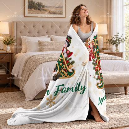 Personalized Christmas Monogram Family Blanket